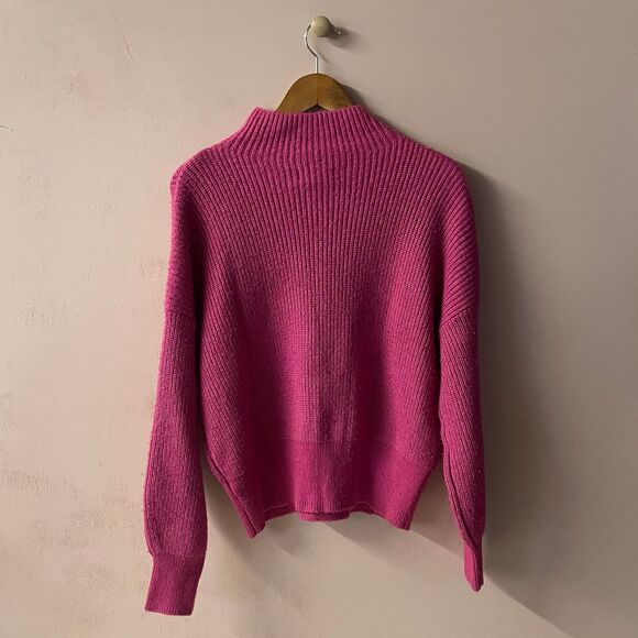 Rachel Zoe Hot Pink Knit Mock Neck Sweater GUC Size M - Picture 2 of 12
